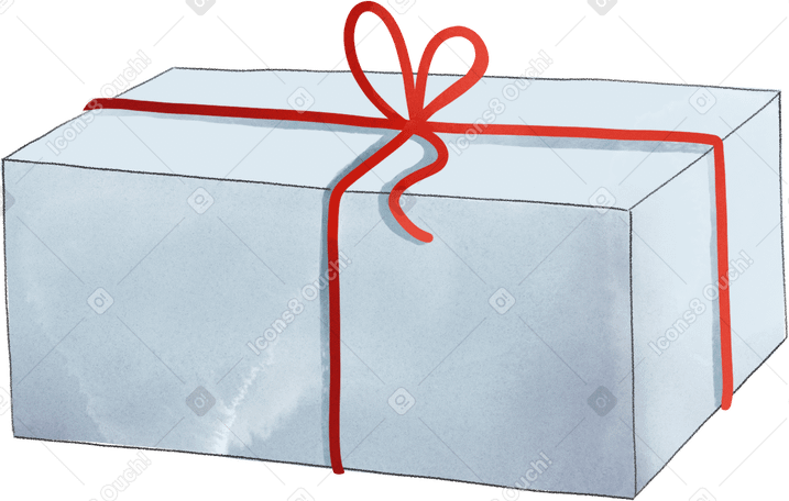 gift with red ribbon Illustration in PNG, SVG