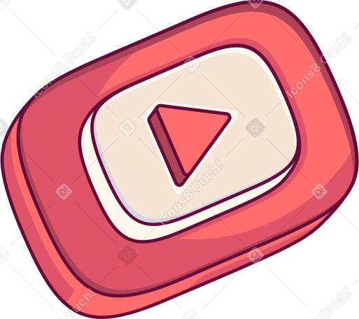 red button with youtube icon PNG, SVG