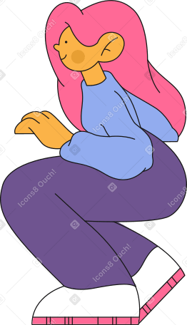 sitting girl sideview PNG, SVG