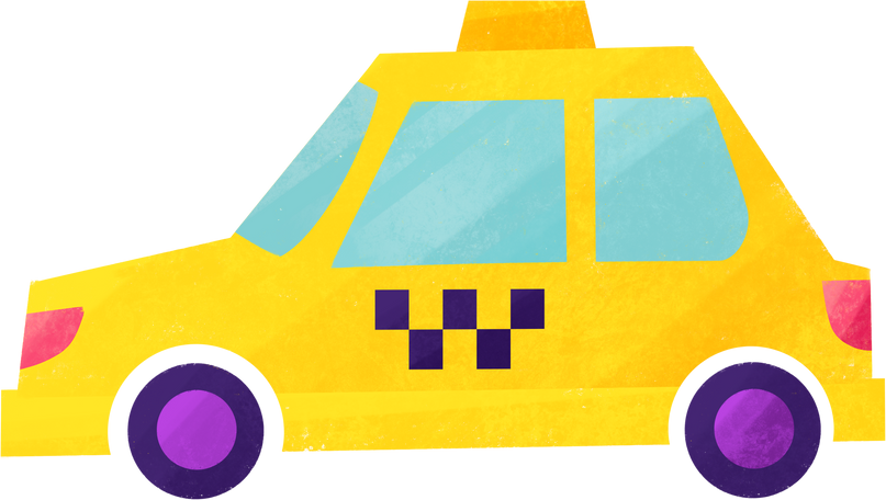 taxi car yellow with checker Illustration in PNG, SVG