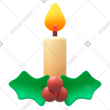 3D christmas candle PNG, SVG