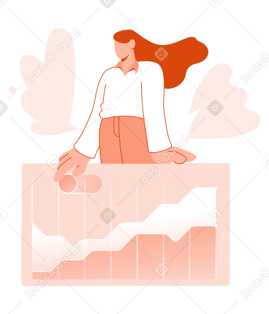 Donna che presenta analisi con il grafico PNG, SVG