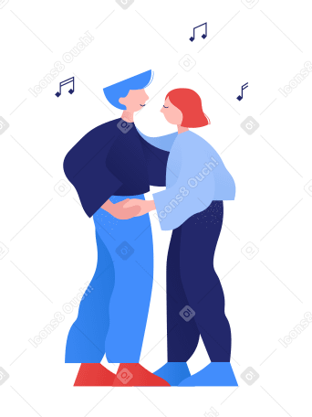 Man and woman dancing together to music hugging each other Illustration in PNG, SVG