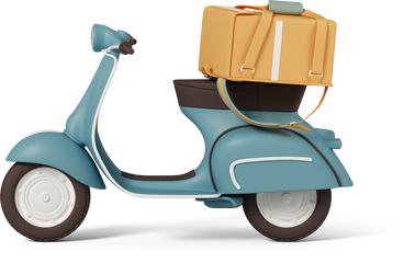 scooter with delivery bag PNG, SVG