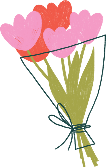 bouquet of pink and red tulips PNG, SVG