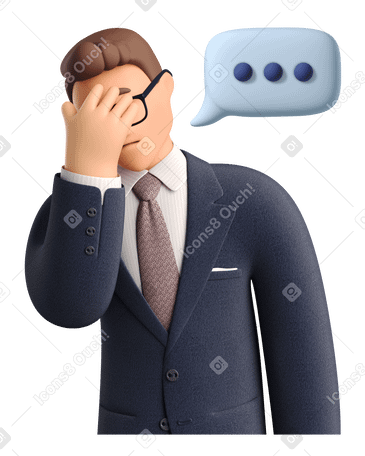 3D Businessman facepalming and having no comments PNG, SVG