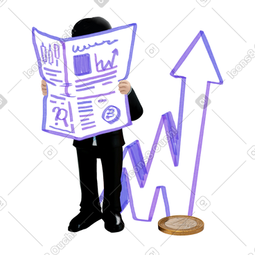Man reading and analyzing financial news PNG, SVG