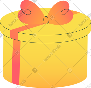 Round gift box with a bow PNG, SVG