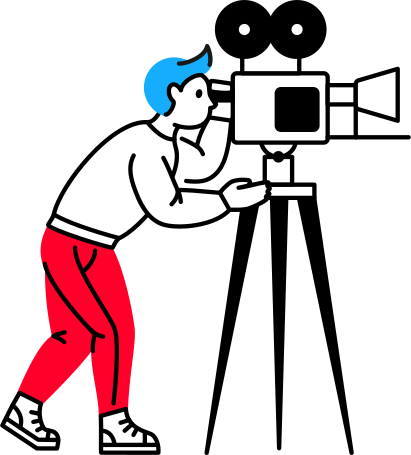man with video camera Illustration in PNG, SVG