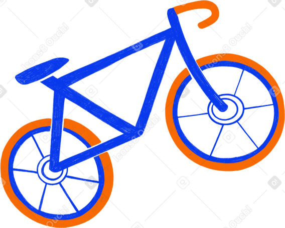 blue bicycle with orange wheels в PNG, SVG