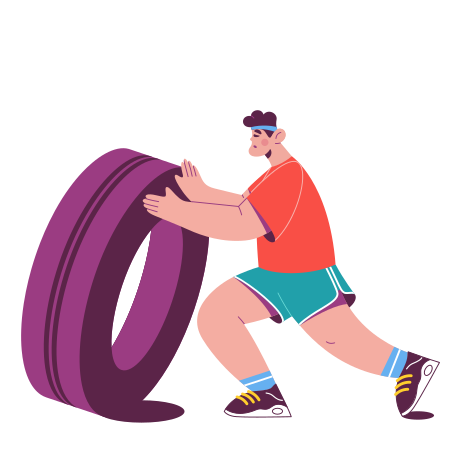 Guy doing workout with truck tire Illustration in PNG, SVG