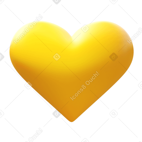 3D yellow heart  PNG, SVG