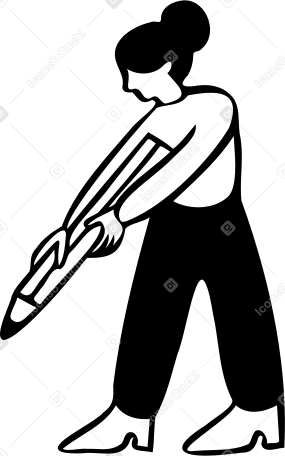 женщина рисует карандашом в PNG, SVG