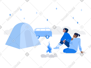 野营旅行中的男女观星 PNG, SVG