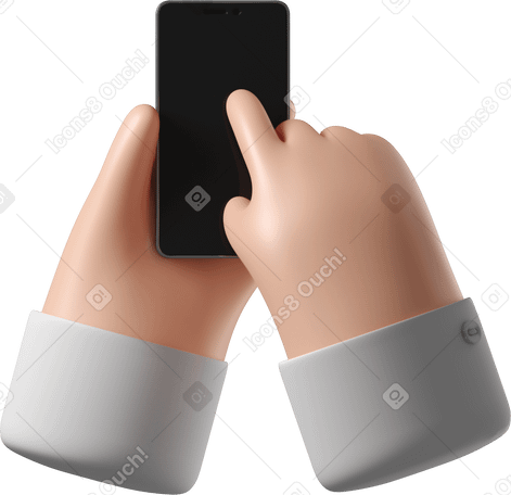 3D White skin hands holding a phone PNG, SVG