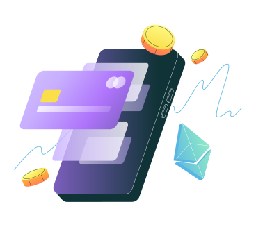 Crypto wallet and online banking animated illustration in GIF, Lottie (JSON), AE