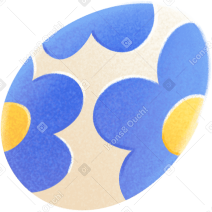 easter egg with a blue flower pattern в PNG, SVG
