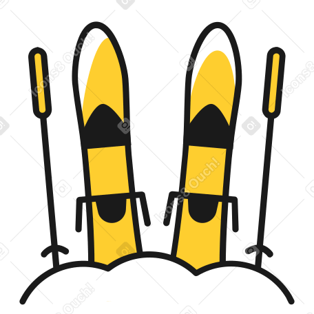 ski Illustration in PNG, SVG