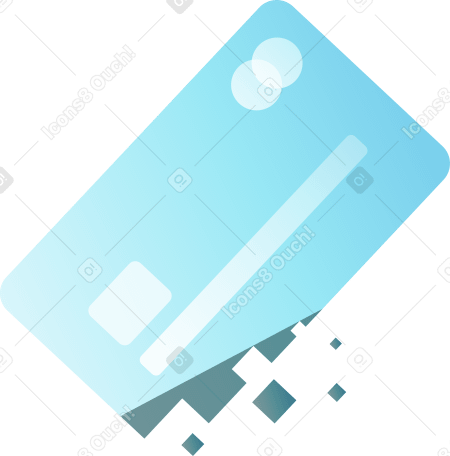 light blue credit card turning into pixels Illustration in PNG, SVG
