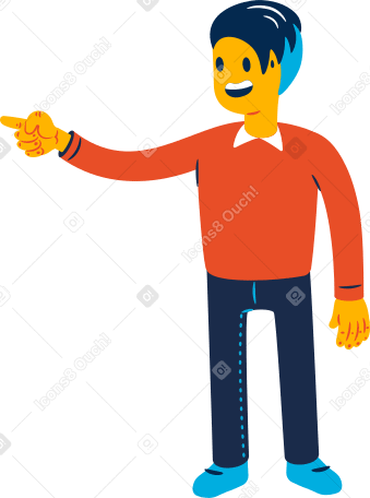man pointing a finger from behind the front Illustration in PNG, SVG