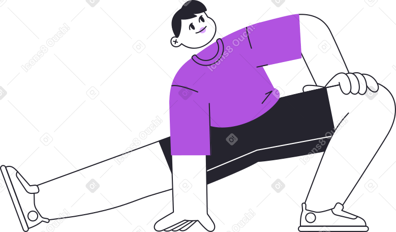 Мужчина растягивает ноги в PNG, SVG