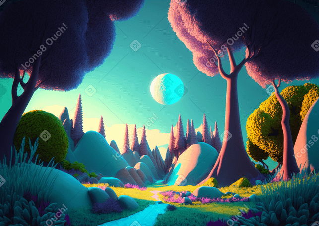 3D Fantasy forest background PNG, SVG