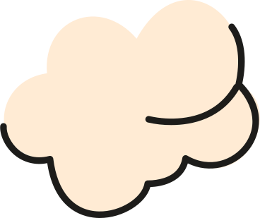 Fluffy beige cloud with black outline below PNG, SVG