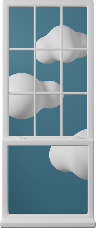 Marco de ventana blanco con nubes PNG, SVG