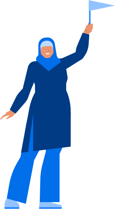 female guide in hijab with flag in her hand PNG, SVG