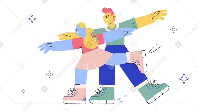 Man and woman figure skating  Illustration in PNG, SVG