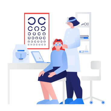 Woman being examined by an ophthalmologist PNG, SVG