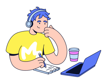 Young man studying online PNG, SVG