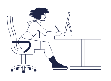 Mädchen, das computer arbeitet animierte Grafik in GIF, Lottie (JSON), AE