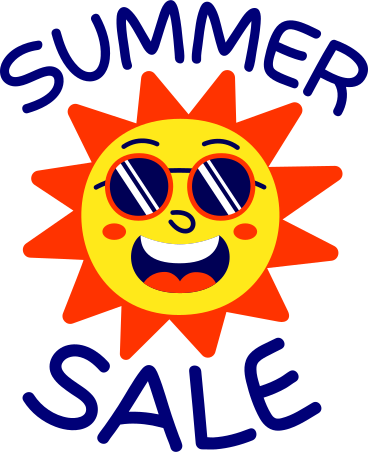 lettering summer sale sun with sunglasess text PNG, SVG