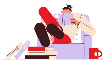 Woman is reading a book at home PNG, SVG