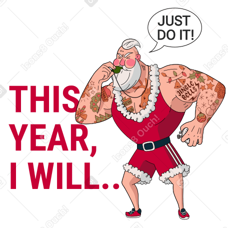 Weihnachtsmann-trainer mit motivationstext PNG, SVG