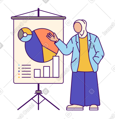 Woman presenting project and data report PNG, SVG