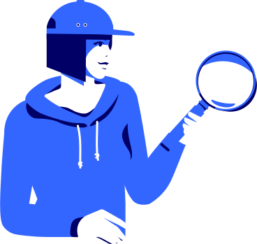 tester girl with a magnifying glass in her hand PNG, SVG