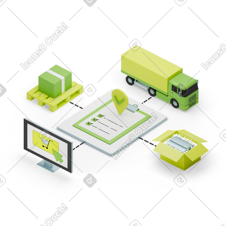 3D сargo supply chain and supply chain management PNG, SVG