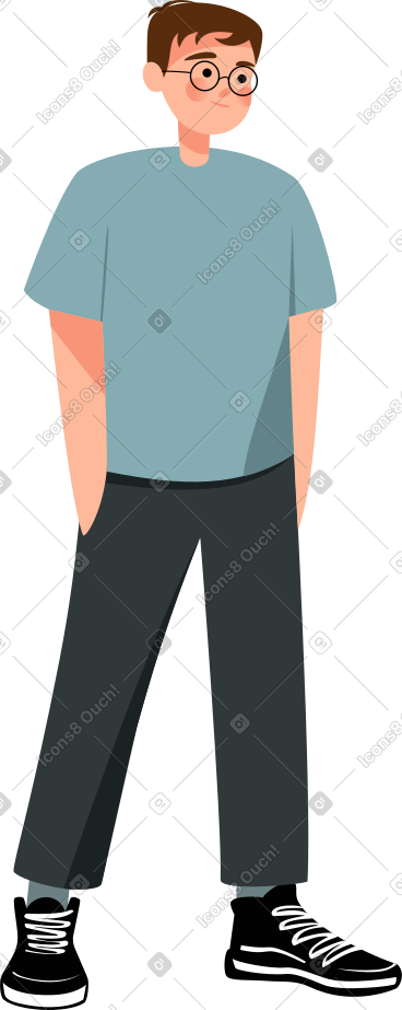 戴眼镜的人双手插在口袋里 PNG, SVG