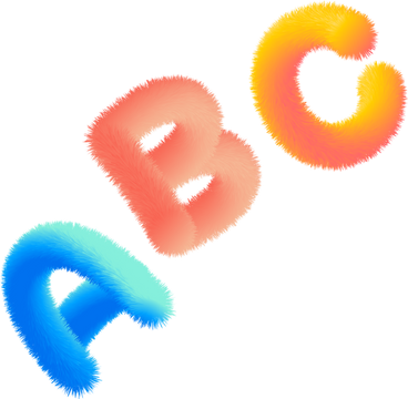 lettering abc in multicolored style text PNG, SVG