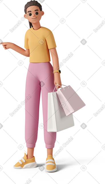 Girl holding shopping bags PNG, SVG