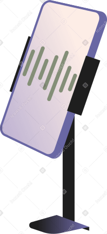 smartphone on a desktop stand with audio recording on the screen PNG, SVG