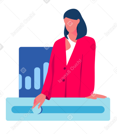 Woman working with analytics Illustration in PNG, SVG
