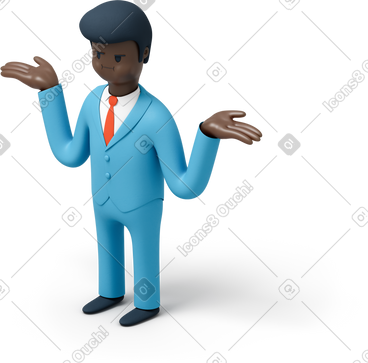 Black businessman shrugging shoulders PNG, SVG