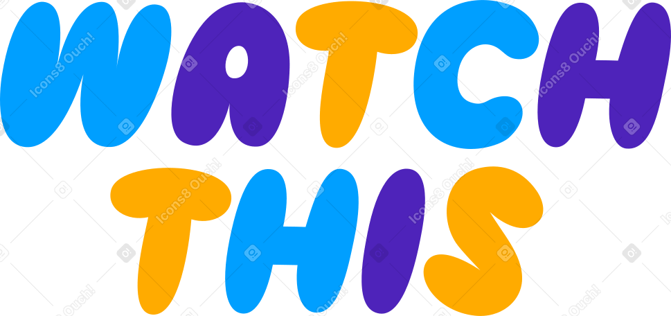 lettering sticker watch this puffy multicolor Illustration in PNG, SVG