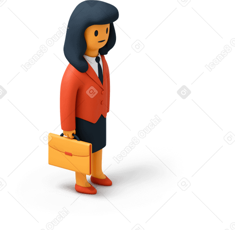 3D Female office worker with briefcase PNG, SVG