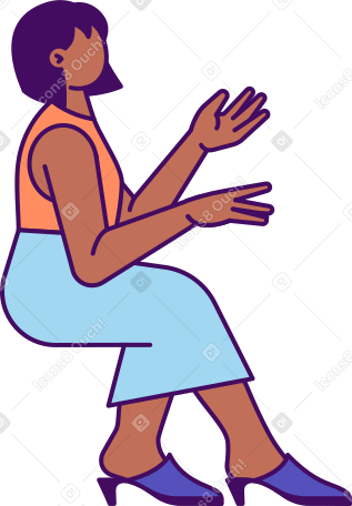 сидящая женщина поднимает руки в PNG, SVG