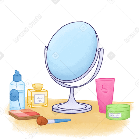 Espelho e cosméticos para cuidados pessoais PNG, SVG
