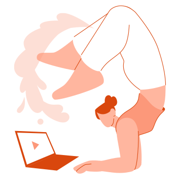 woman participating in an online yoga class PNG, SVG